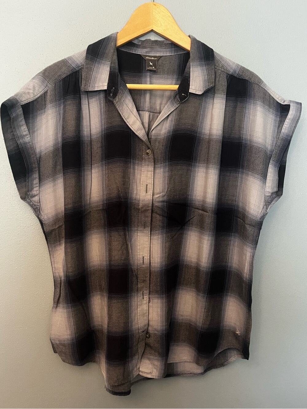 Eddie Bauer Plaid Button-Front Top
